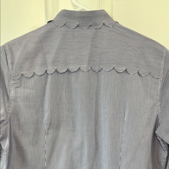 Banana Republic Riley Pinstripe w/ Scallop Details & Hidden Button Down - Size 4 - Picture 11 of 16